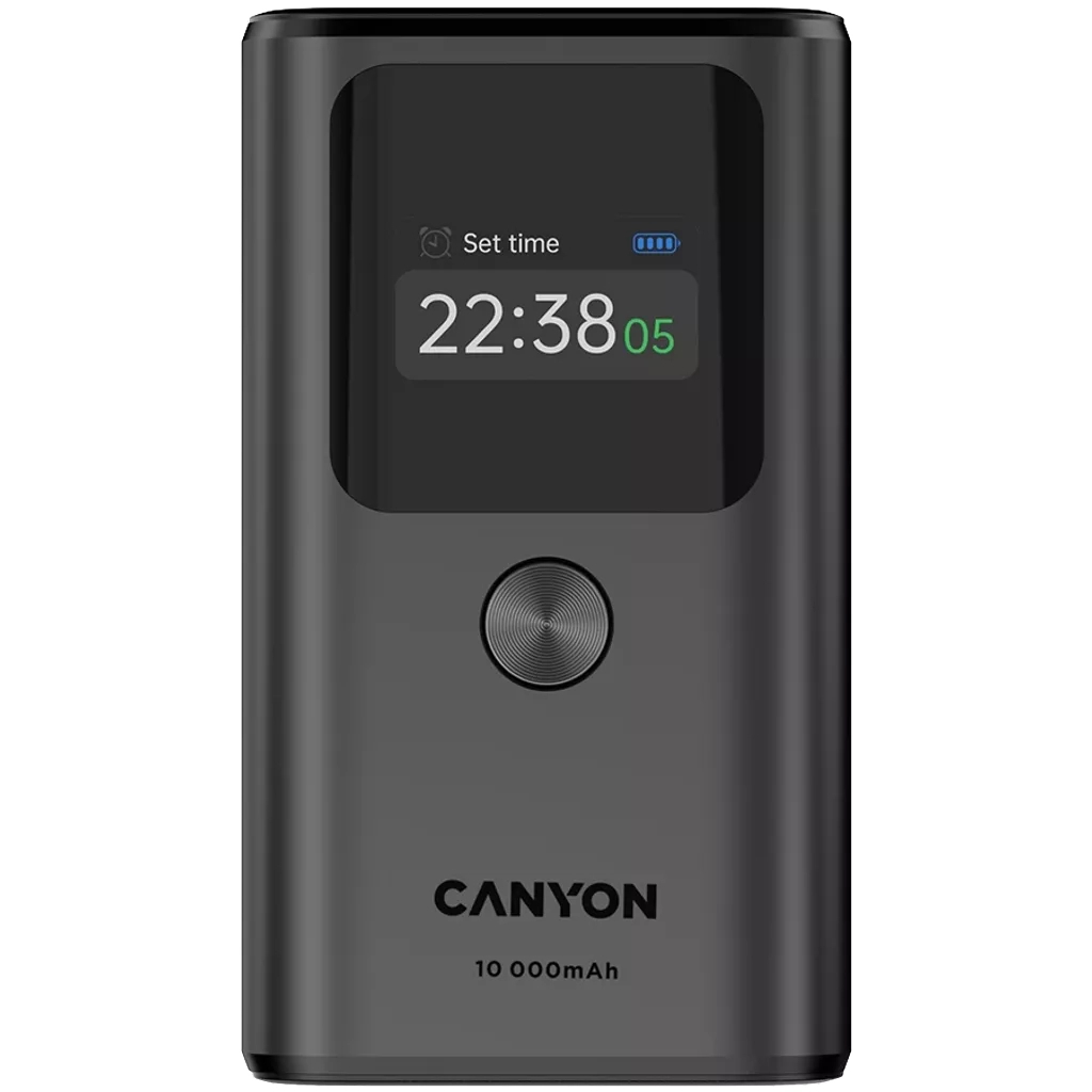 Батарея універсальна Canyon 10000mAh OnPower 130 TFT PD/30W Dark Grey (CNS-CPB130DG) - зображення 1