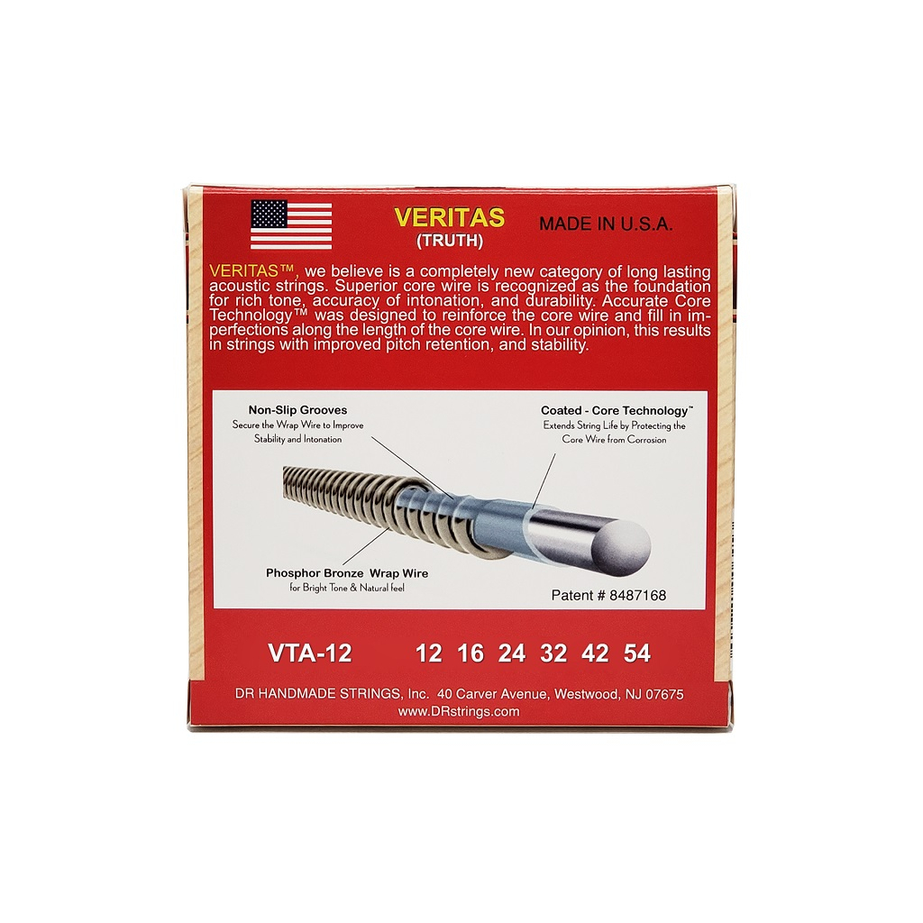 Струни для гітари DR Strings VERITAS Coated Core Acoustic Guitar Strings - Light (12-54) (VTA-12) - зображення 3