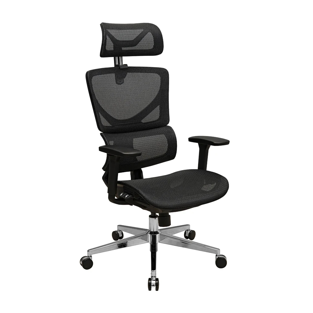Офісне крісло Richman Ерговік Хром Synchro Сітка Чорне (R00000052545) - зображення 1