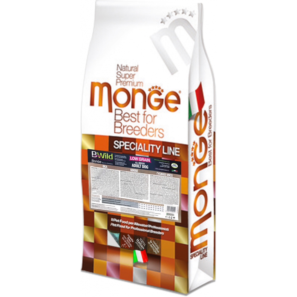 Сухий корм для собак Monge Dog Bwild Low Grain м'ясо гусака 15 кг (8009470056045) - изображение 1