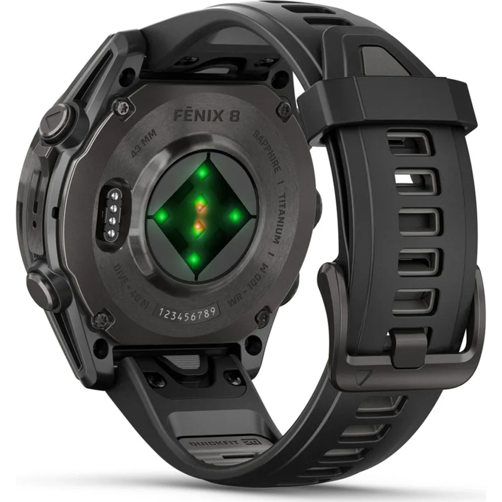 Смарт-годинник Garmin fenix 8 43mm, AMOLED, Saph, CrbnGry Ti/Blk, Blk/PebblGryBnd, (010-02903-21/010-02903-28) - зображення 6