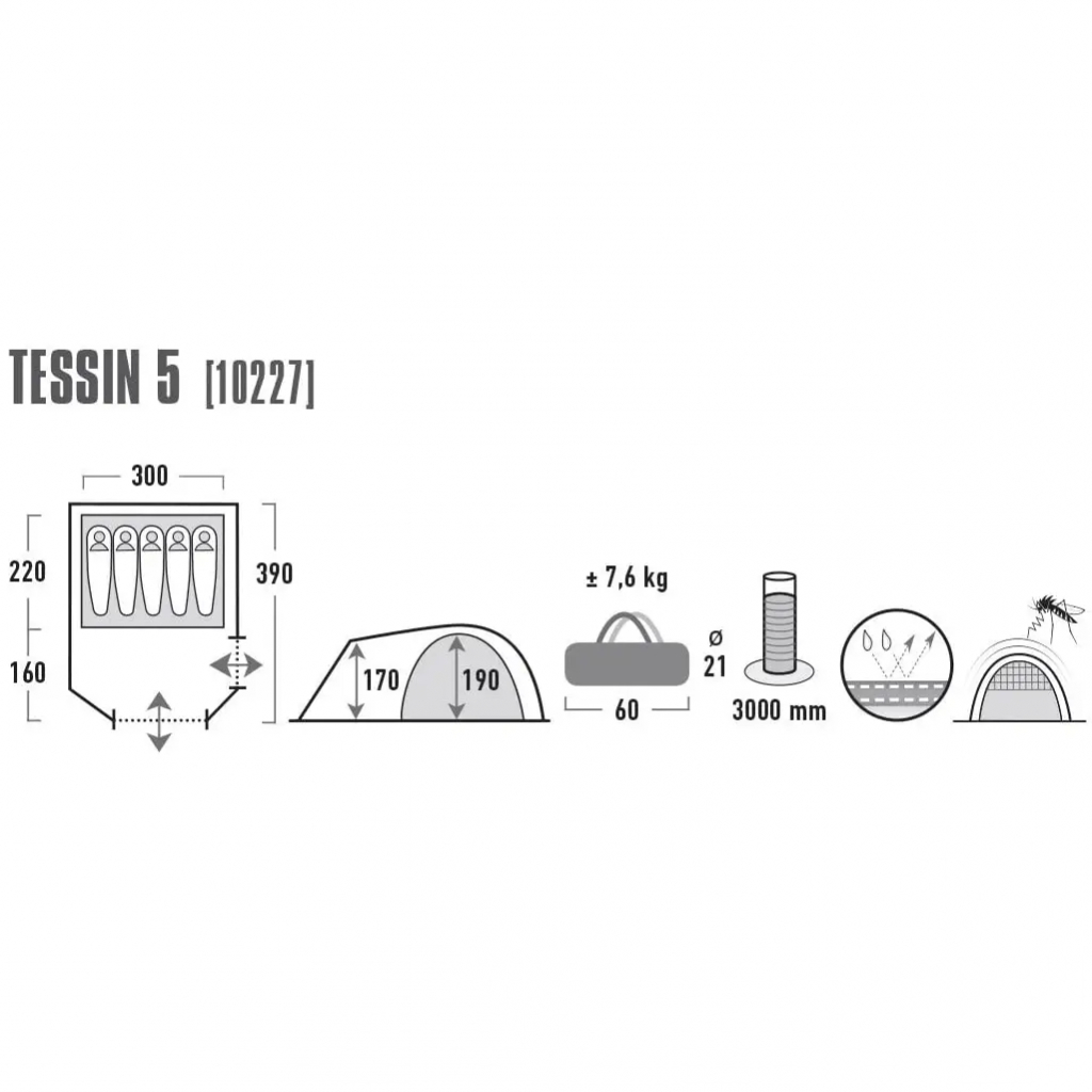 Намет High Peak Tessin 5 Dark Grey/Red (925412) - зображення 5