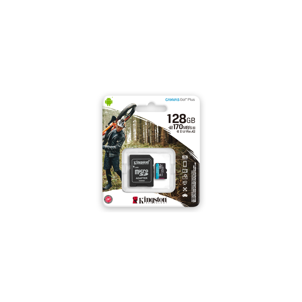 Карта пам'яті Kingston 128GB microSDXC class 10 UHS-I U3 A2 Canvas Go Plus (SDCG3/128GB) - зображення 3