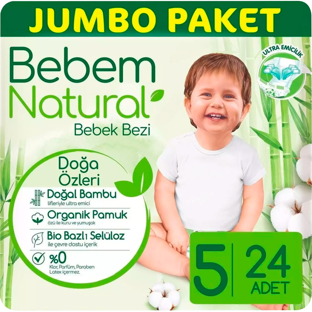 Підгузки Bebem Natural 5 Junior 11-18 кг 24 шт (8690536806034) - зображення 2