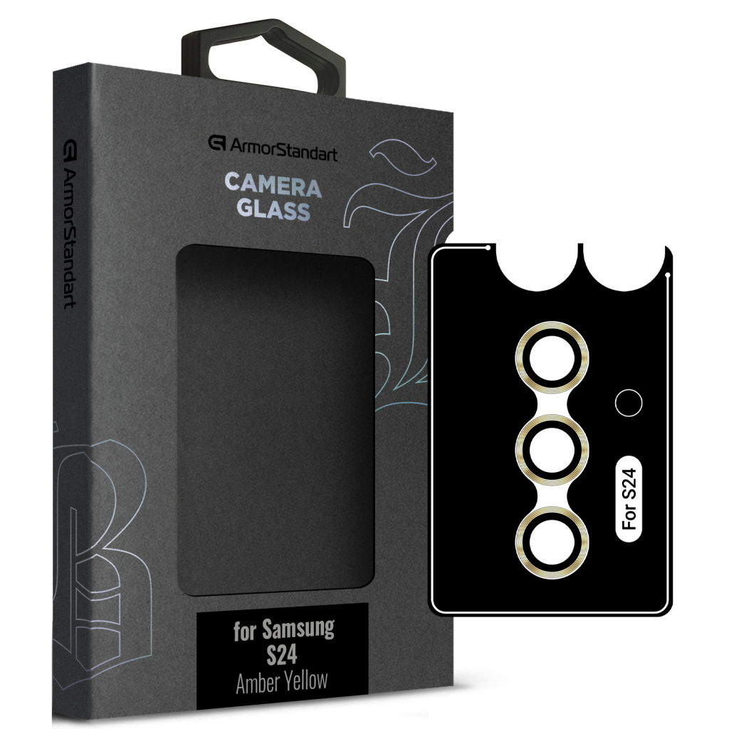 Скло захисне Armorstandart Camera glass Supreme Black Icon Samsung S24 Amber Yellow (ARM76609) - зображення 1