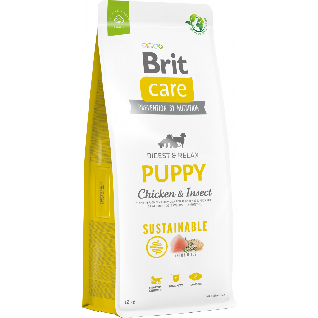 Сухий корм для собак Brit Care Dog Sustainable Puppy з куркою та комахами 12 кг (8595602558629) - зображення 1