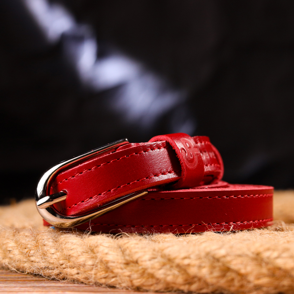 Ремінь Grande Pelle Вузький жіночий з натуральної шкіри Червоний (21440) - зображення 10