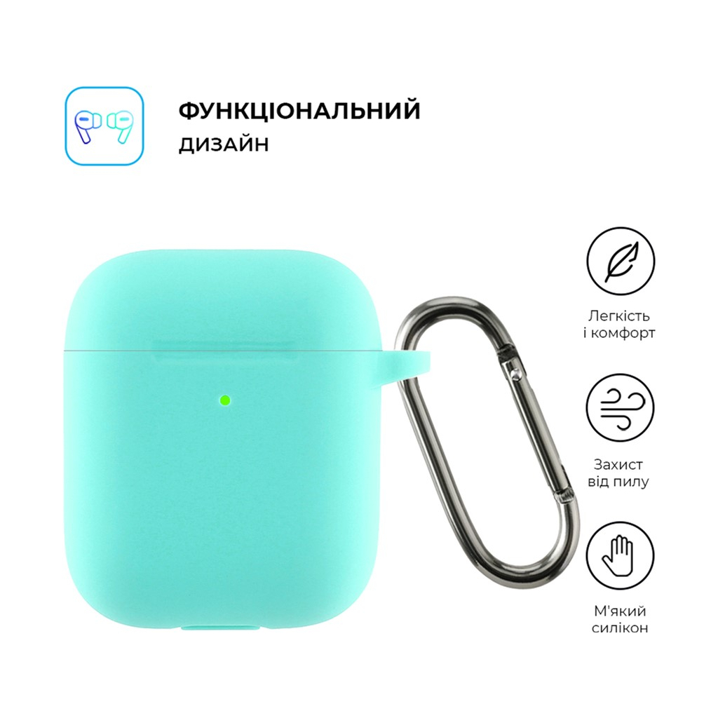 Чохол для навушників Armorstandart Ultrathin Silicone Case With Hook для Apple AirPods 2 Mint Green (ARM59686) - зображення 2