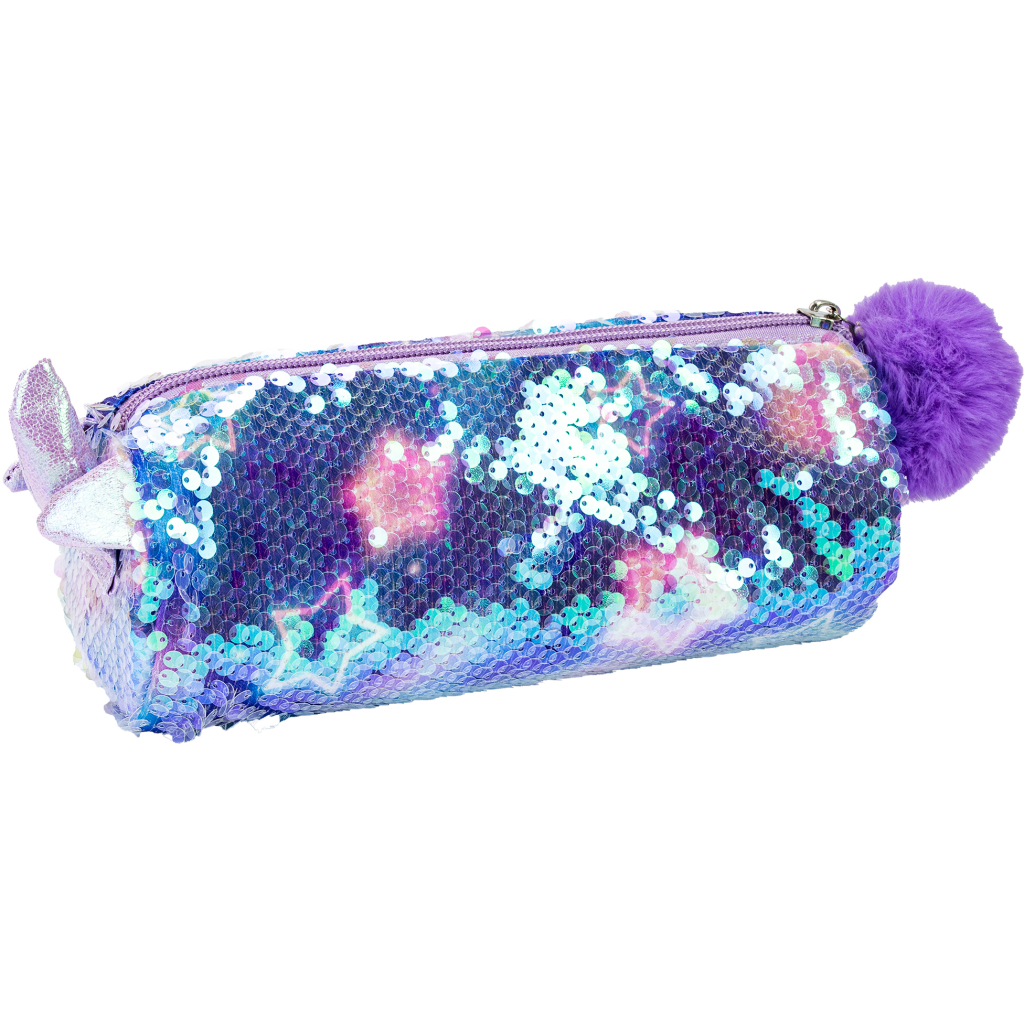 Пенал Cool For School з паєтками та помпоном 1 відділення синій (CF87062) - зображення 1