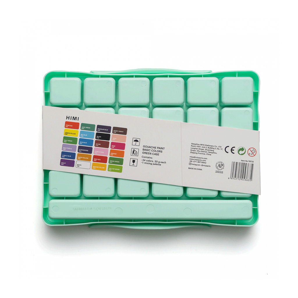 Гуашеві фарби HIMI Jelly Cup 24 кольори по 30 мл, зелений пластик.пенал (6974712453635) - изображение 3