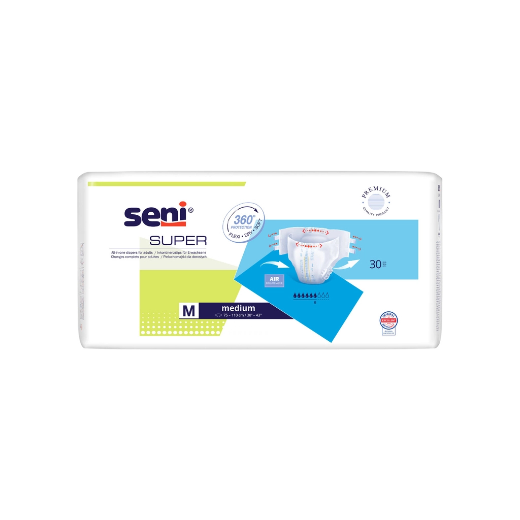 Підгузки для дорослих Seni Super Medium 75-110 см 30 шт (5900516803742) - зображення 1