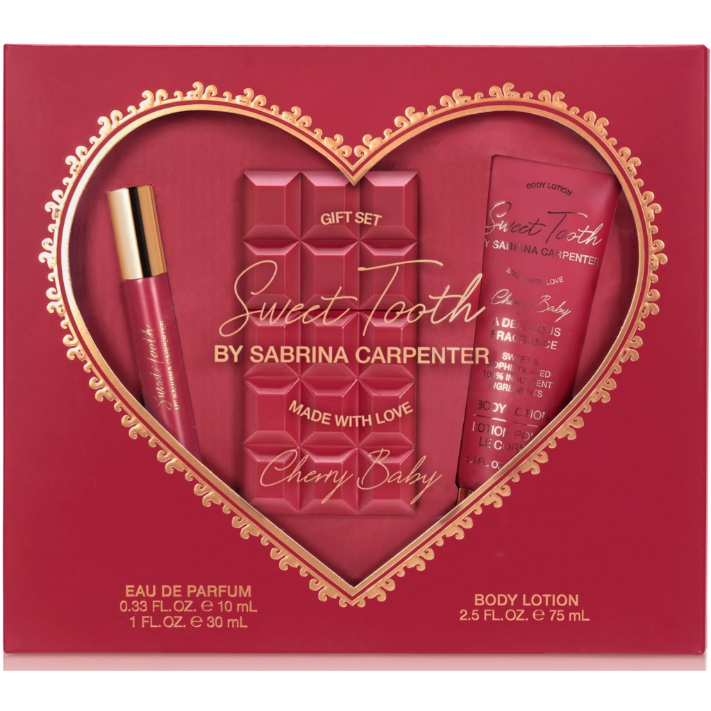 Набір косметики Sabrina Carpenter Cherry Baby Парфумована вода 30 мл + Мініатюра 10 мл + Лосьйон для тіла 75 мл (810023679271) - picture 1