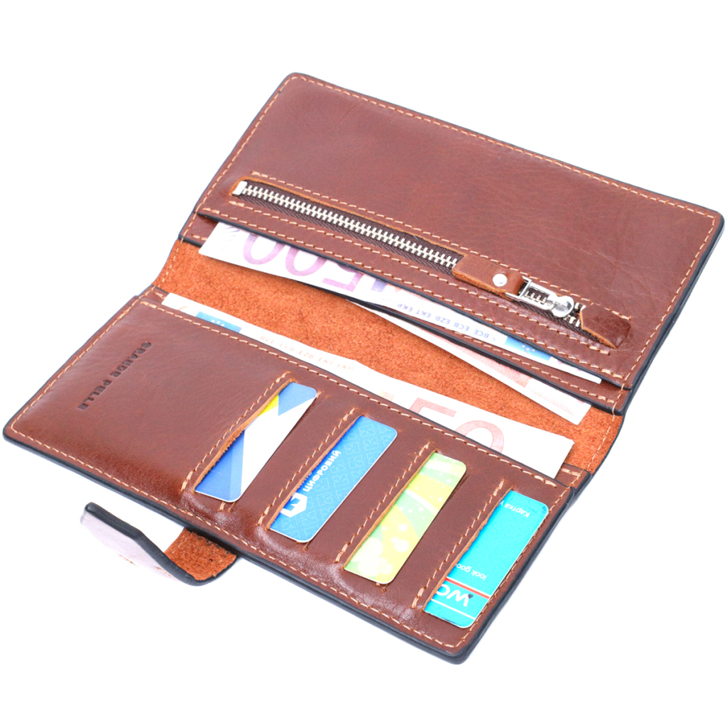 Гаманець Grande Pelle З натуральної шкіри Коричневий (11660) - зображення 7