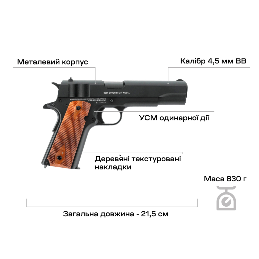 Пневматичний пістолет Umarex Colt 1911 Classic Blowback (5.8426) - изображение 6