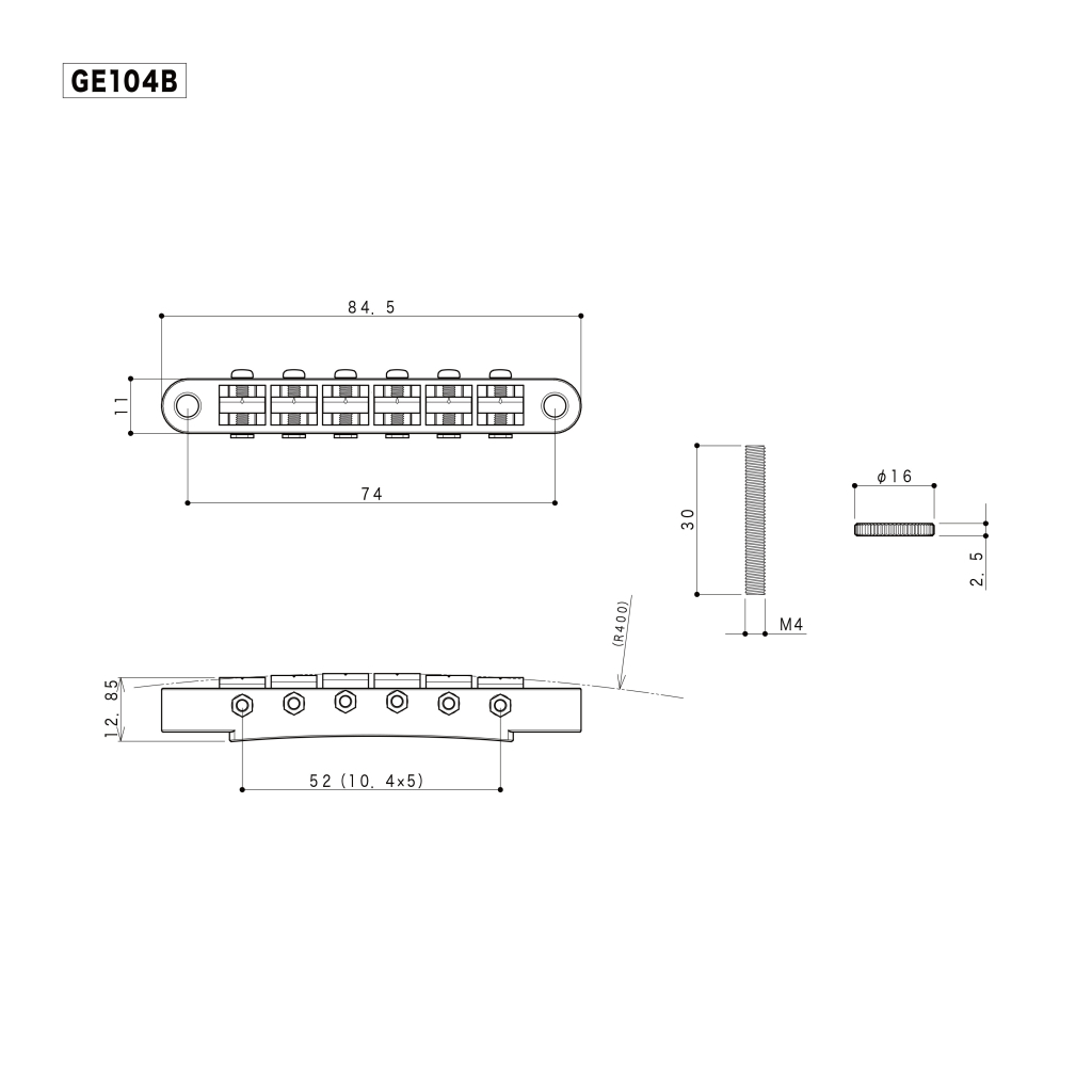 Бридж для гітари Gotoh GE104B B - зображення 2