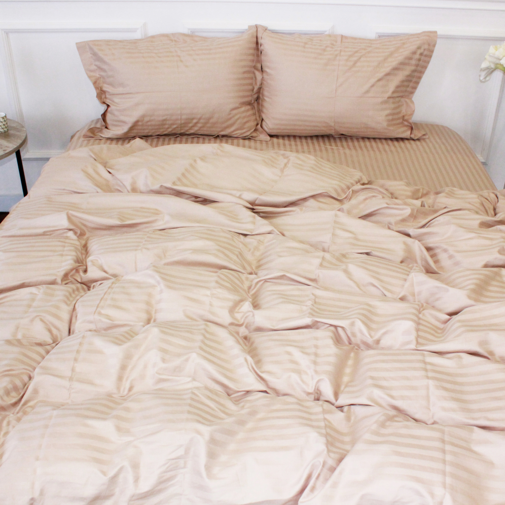 Постільна білизна MirSon Satin Stripe 30-0004 Cream 143х210 Сімейна (2200005248645) - зображення 1