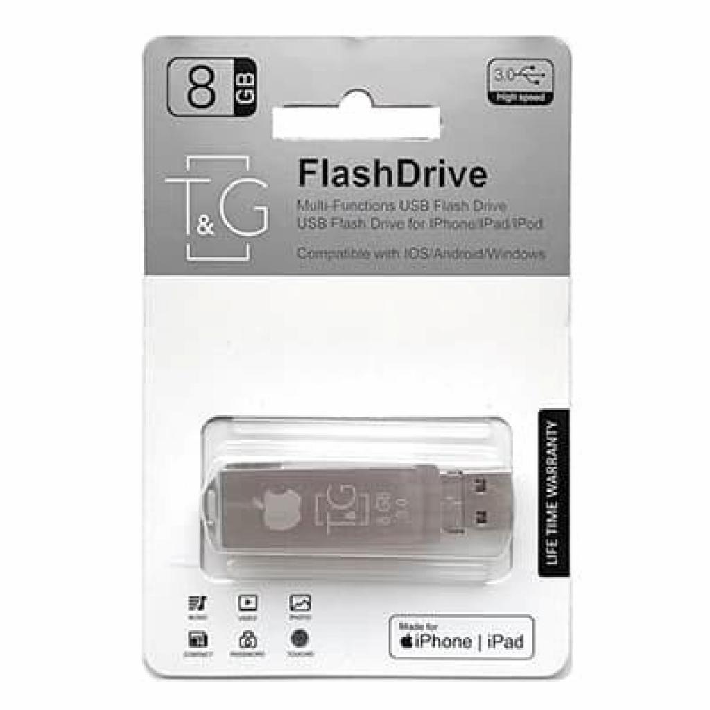USB флеш накопичувач T&G 8GB 004 Metal Black USB 3.0/Lightning (TG004IOS-8G3) - зображення 1