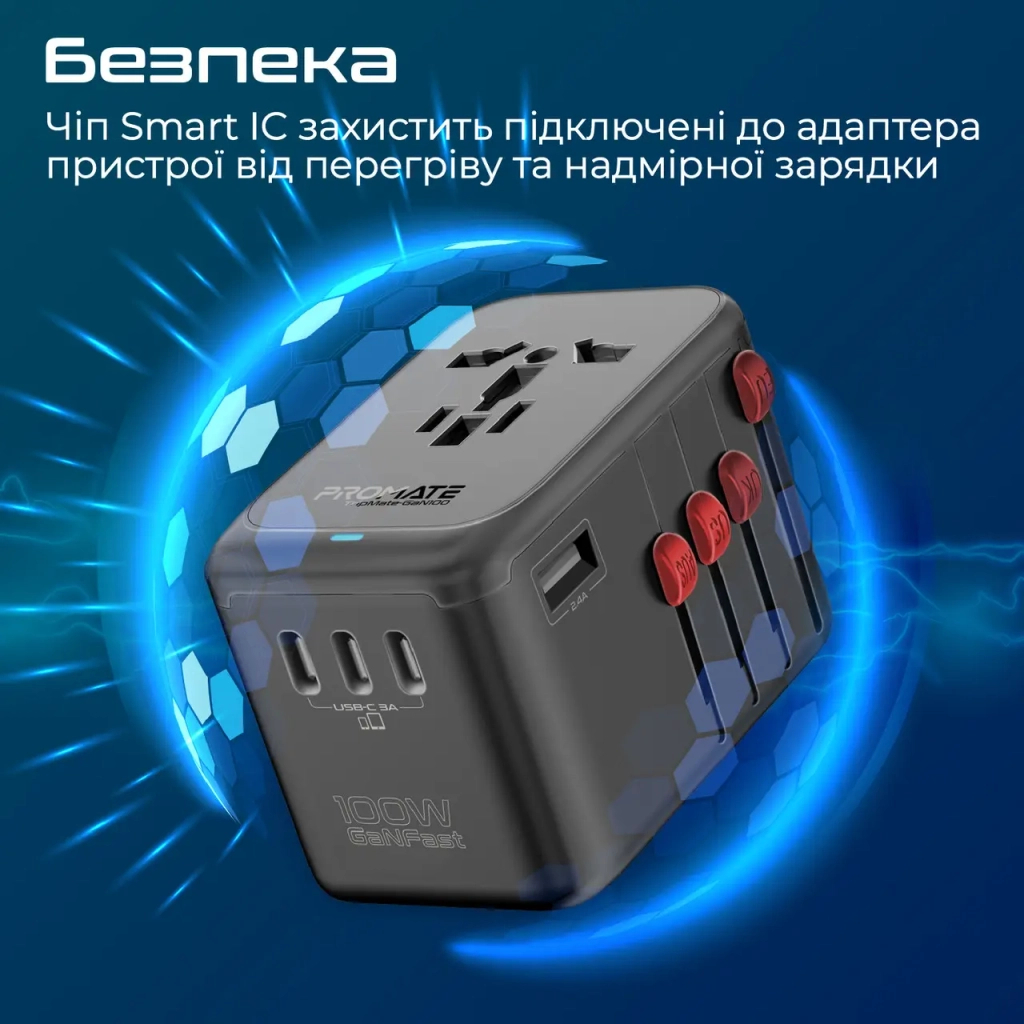 Зарядний пристрій Promate tripmate-gan100 - изображение 9