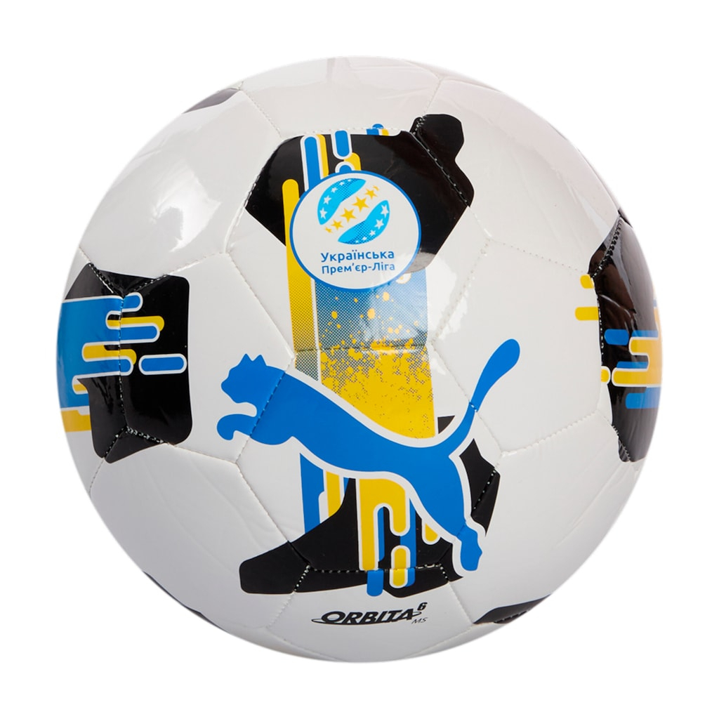 М'яч футбольний Puma Orbita UPL (MS) 084593-01 білий, чорний, жовтий, блакитний 5 (4067982253011) - изображение 1
