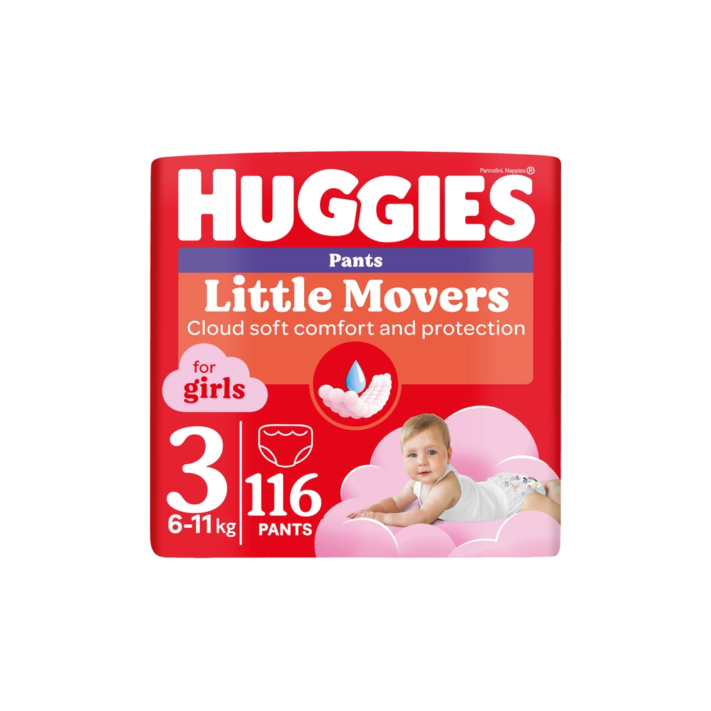 Підгузки Huggies Little Movers/Pants 3 M-Pack 6-11 кг для дівчаток 116 шт (5029054568033) - зображення 1