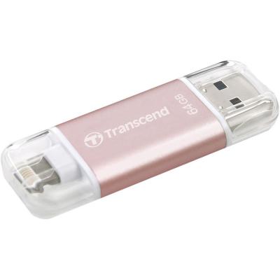 USB флеш накопичувач Transcend 64GB JetDrive Go 300 Rose Gold USB 3.1/Lightning (TS64GJDG300R) - зображення 2
