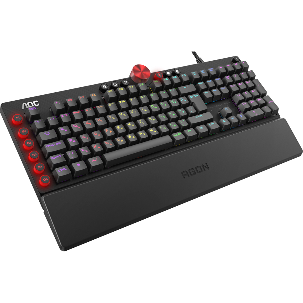 Клавіатура AOC AGK700 RGB Cherry MX Red USB Black (AGK700DR2R) - зображення 2