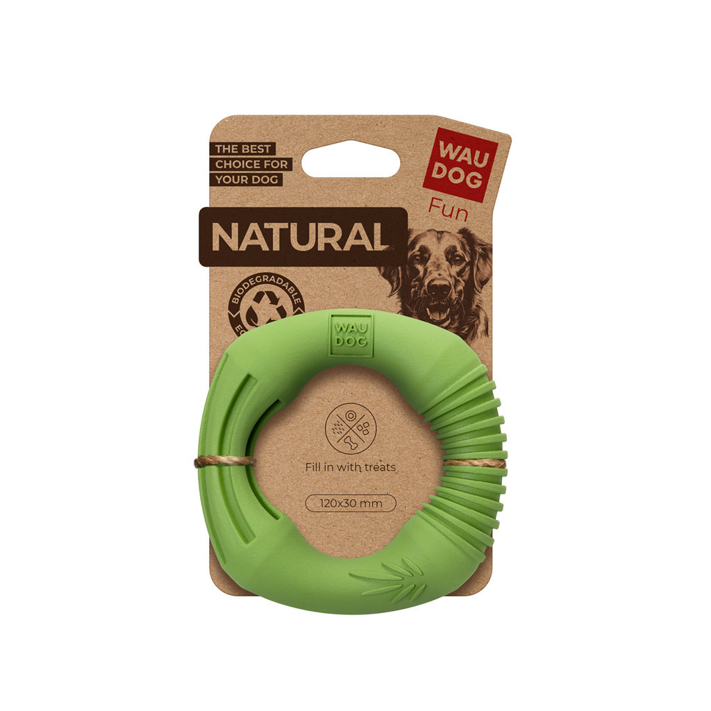 Іграшка для собак WAUDOG Fun Natural Кільце 12 см зелена (621218) - изображение 1