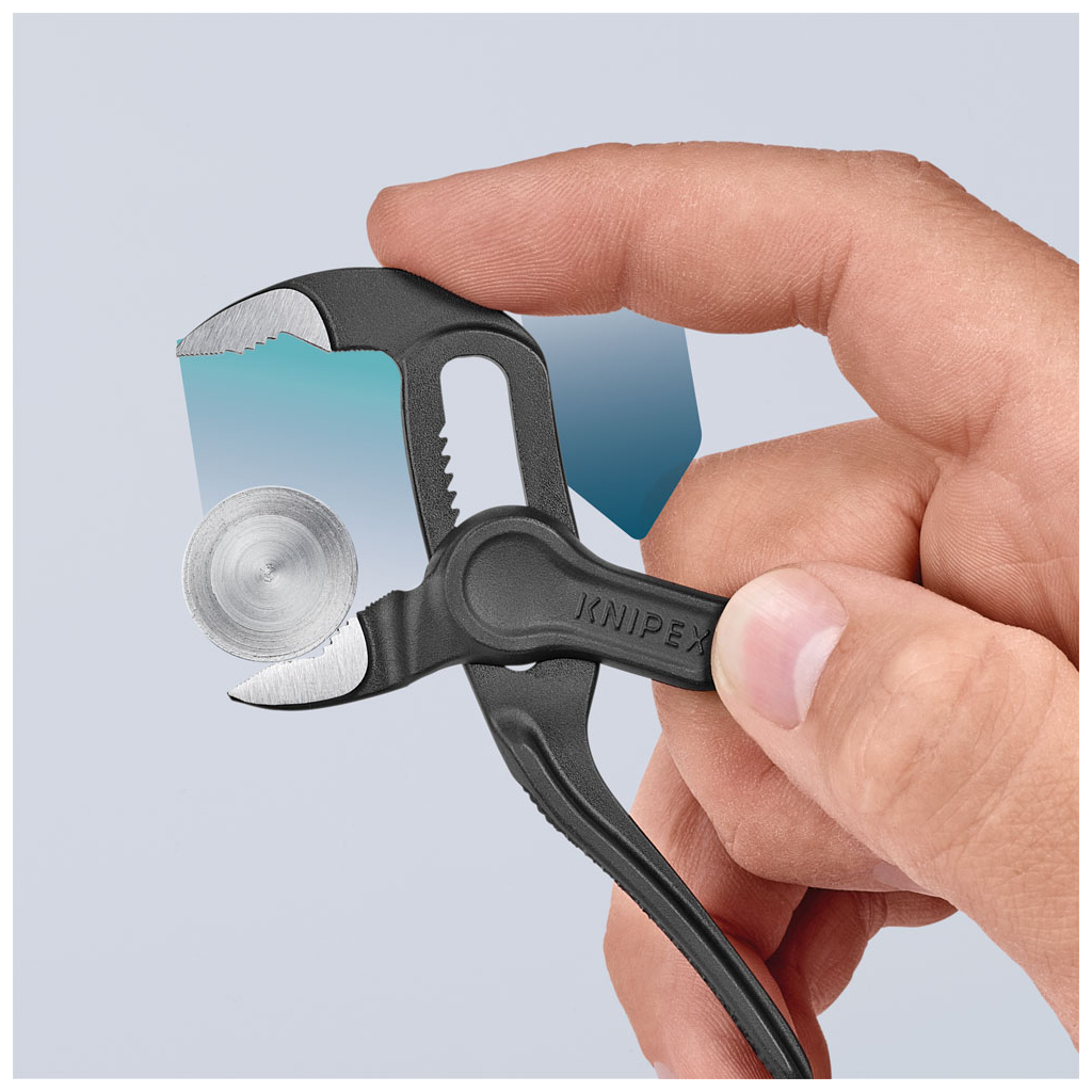Кліщі KNIPEX COBRA XS переставні з фіксатором, 28 мм (1"), под ключ 24 мм, L-100 мм, Cr-V (87 00 100) - зображення 10
