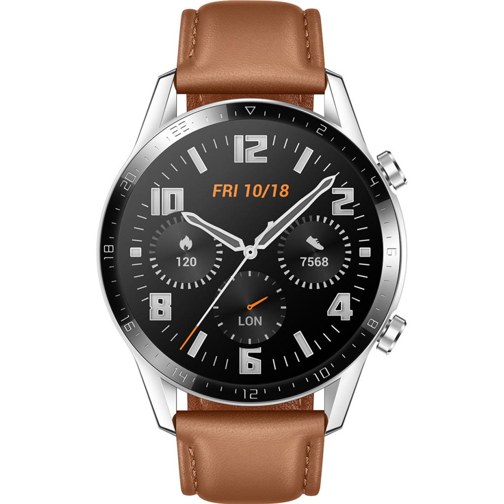 Смарт-годинник Huawei Watch GT 2 46mm Classic Silver BROWN шкіра (Latona-B19V) (55024470) - зображення 2