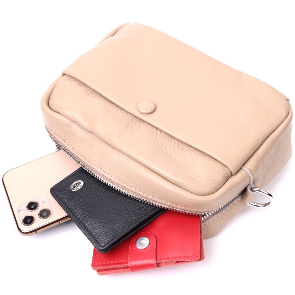 Сумка Vintage З натуральної м'якої шкіри Бежева (22437) - зображення 8