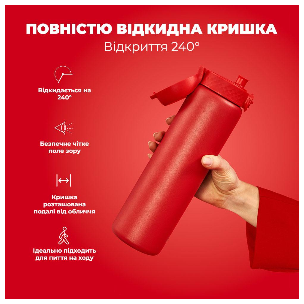 Пляшка для води ION8 OneTouch Vacuum Insulated 920 мл Red (I8TS1000Red) - зображення 3
