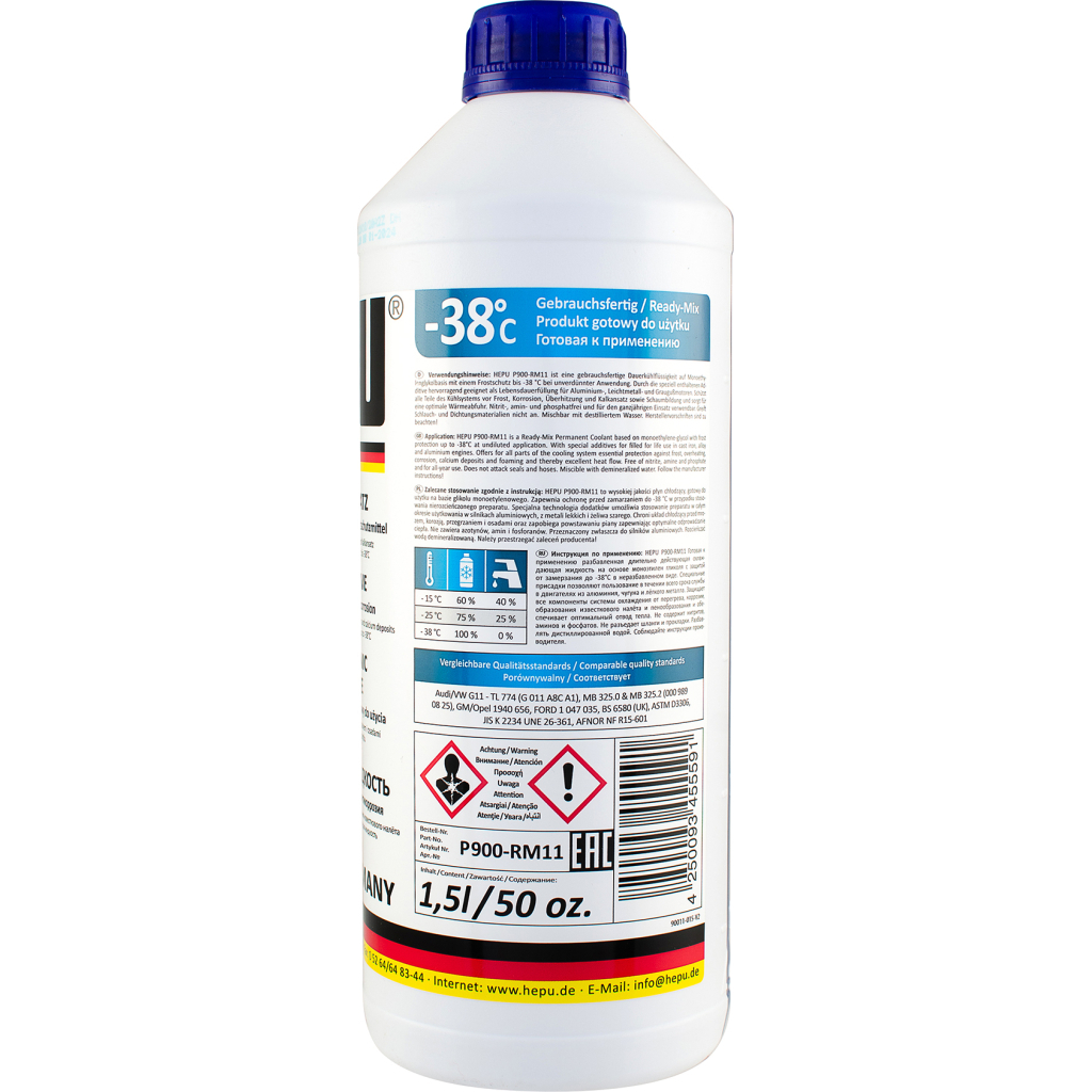 Антифриз HEPU 1.5л blue (P900-RM11) - изображение 2