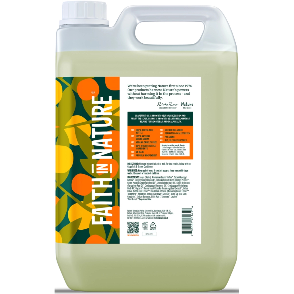Шампунь Faith in Nature Натуральний З грейпфрутом та апельсином 5 л (708002901614) - зображення 2