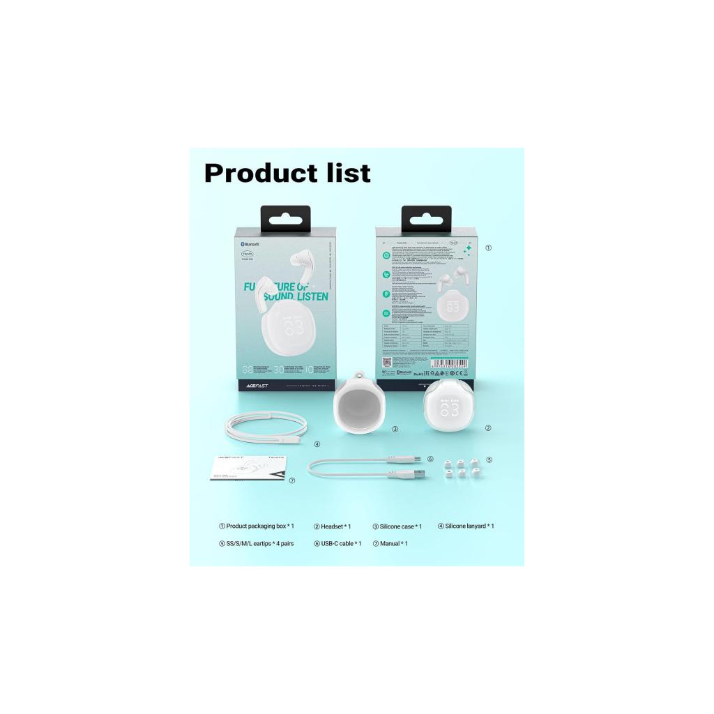 Навушники Acefast T9 Porcelain White (6974316282549) - зображення 3