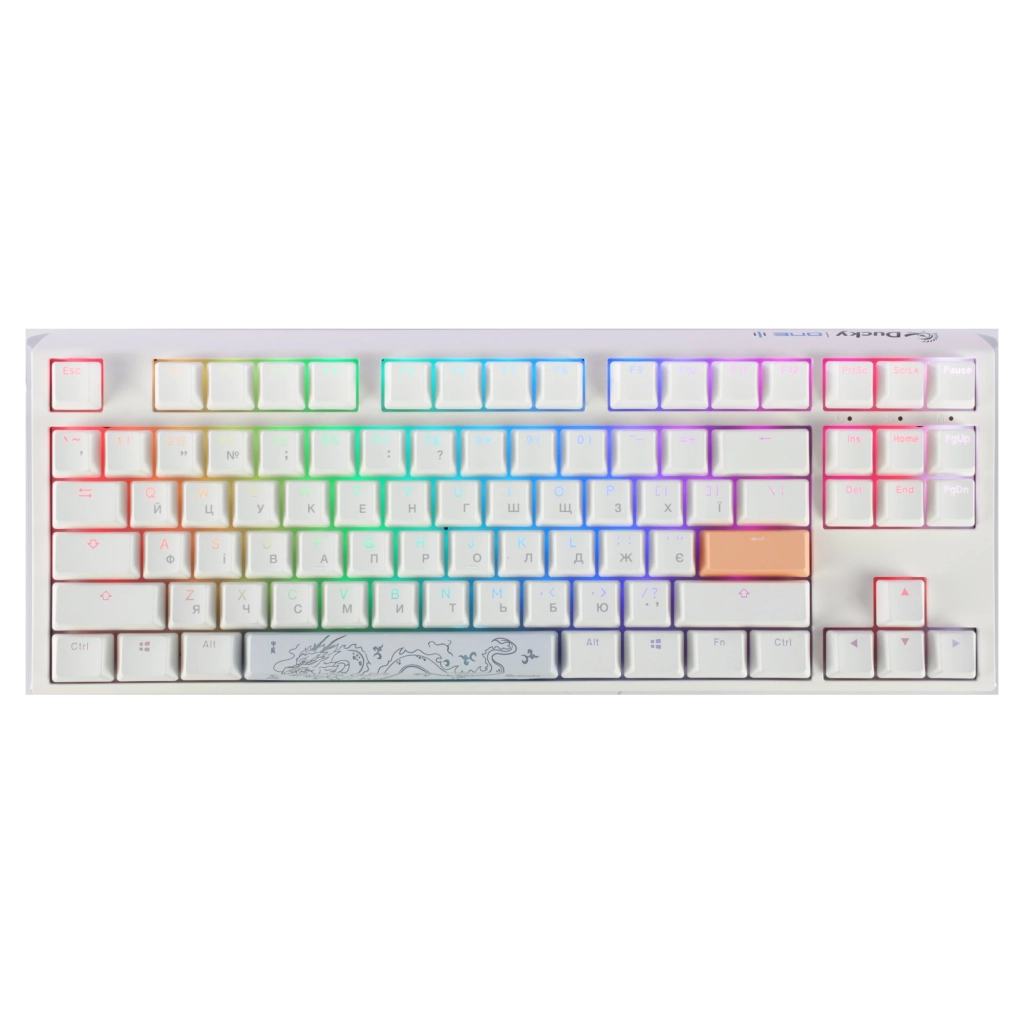 Клавіатура Ducky One 3 TKL Cherry MX Silent Red RGB UA USB White (DKON2187ST-SUAPXPWWWSC1) - зображення 1