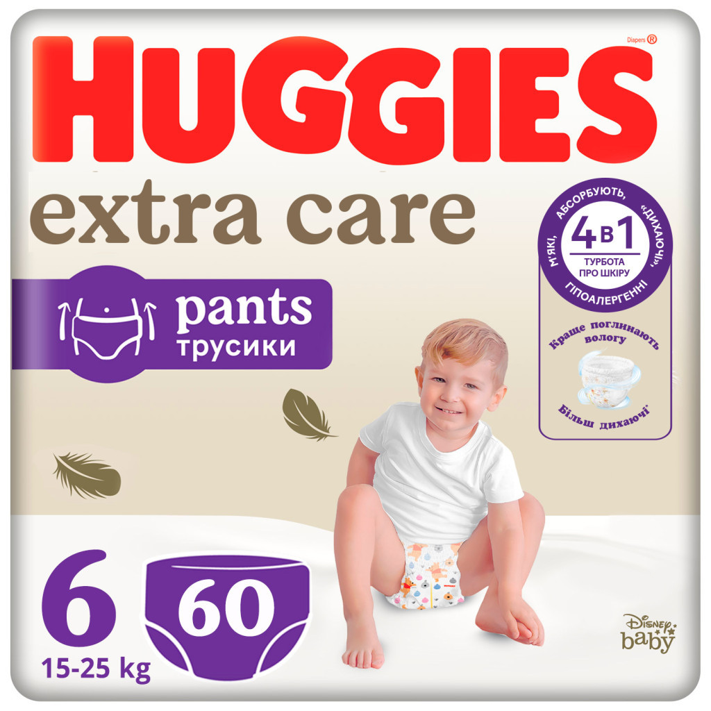 Підгузки Huggies Extra Care Розмір 6 (15-25кг) Pants Box 60 шт (5029053582429) - изображение 1