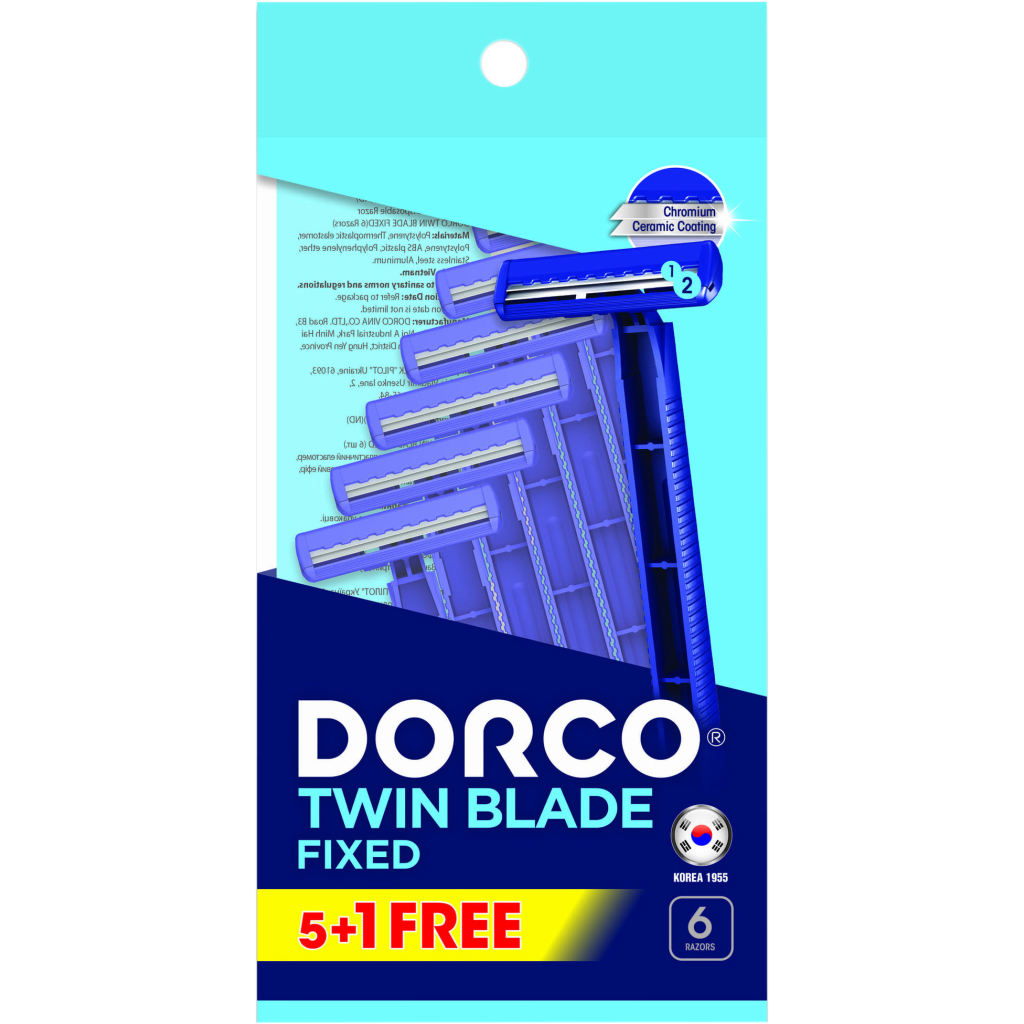 Бритва Dorco Twin Blade Fixed для чоловіків 2 леза 6 шт. (8801038588513) - зображення 1
