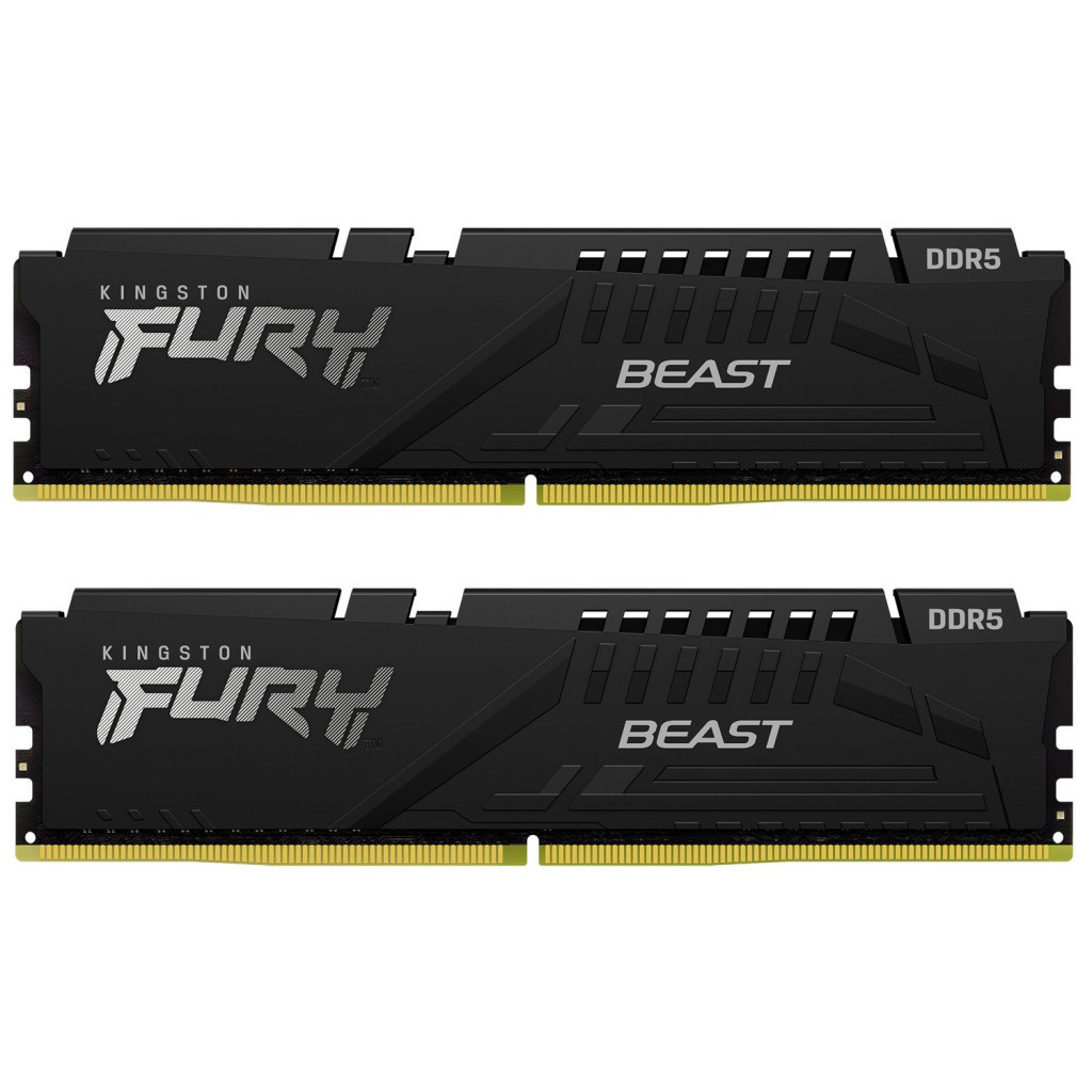 Модуль пам'яті для комп'ютера DDR5 16GB (2x8GB) 5200 MHz Beast Black Kingston Fury (ex.HyperX) (KF552C36BBEK2-16) - зображення 1