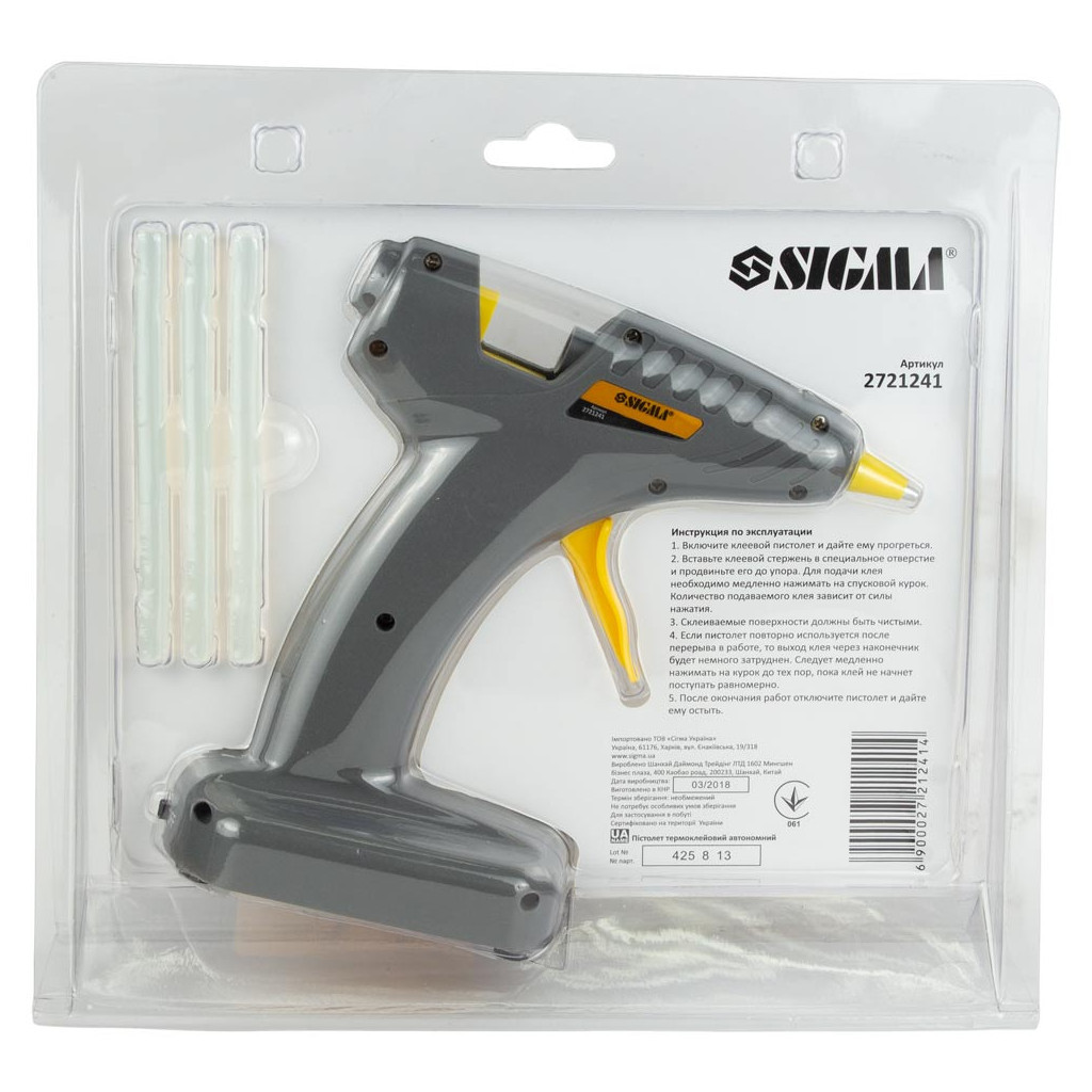 Клейовий пістолет Sigma автономний 8мм 8Вт/6В (2721241) - изображение 7