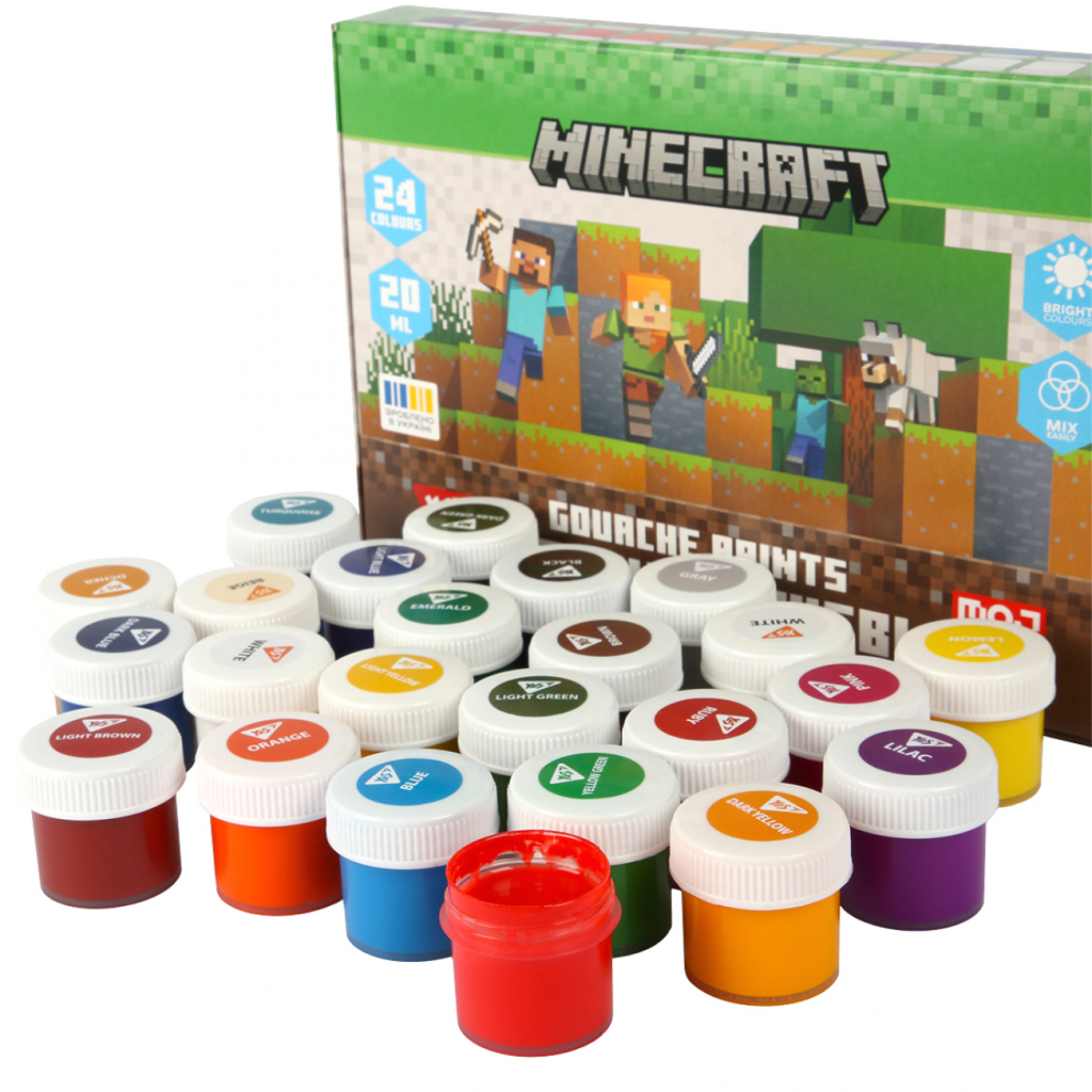 Гуашеві фарби Yes Minecraft 24 кольорів по 20 мл (230409) - изображение 3