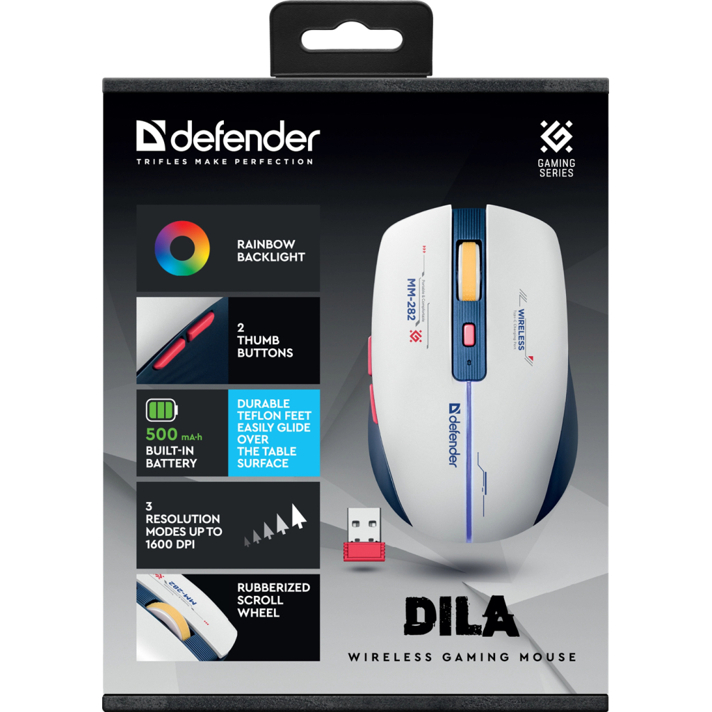 Мишка Defender Dila MM-282 Wireless White/Blue (52282) - зображення 8