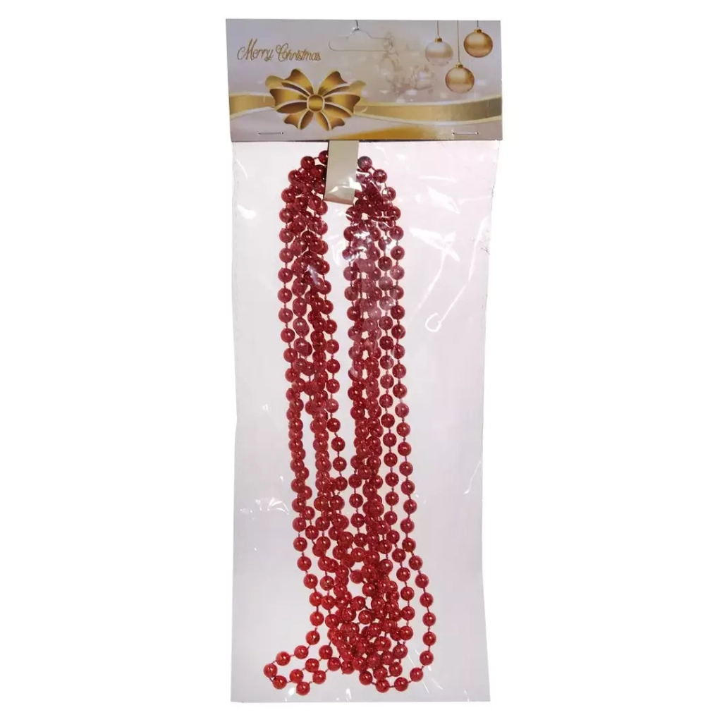Намисто на ялинку Chomik 2.7 м 6 мм, пластик, червоний (5901292658502_3) - зображення 1