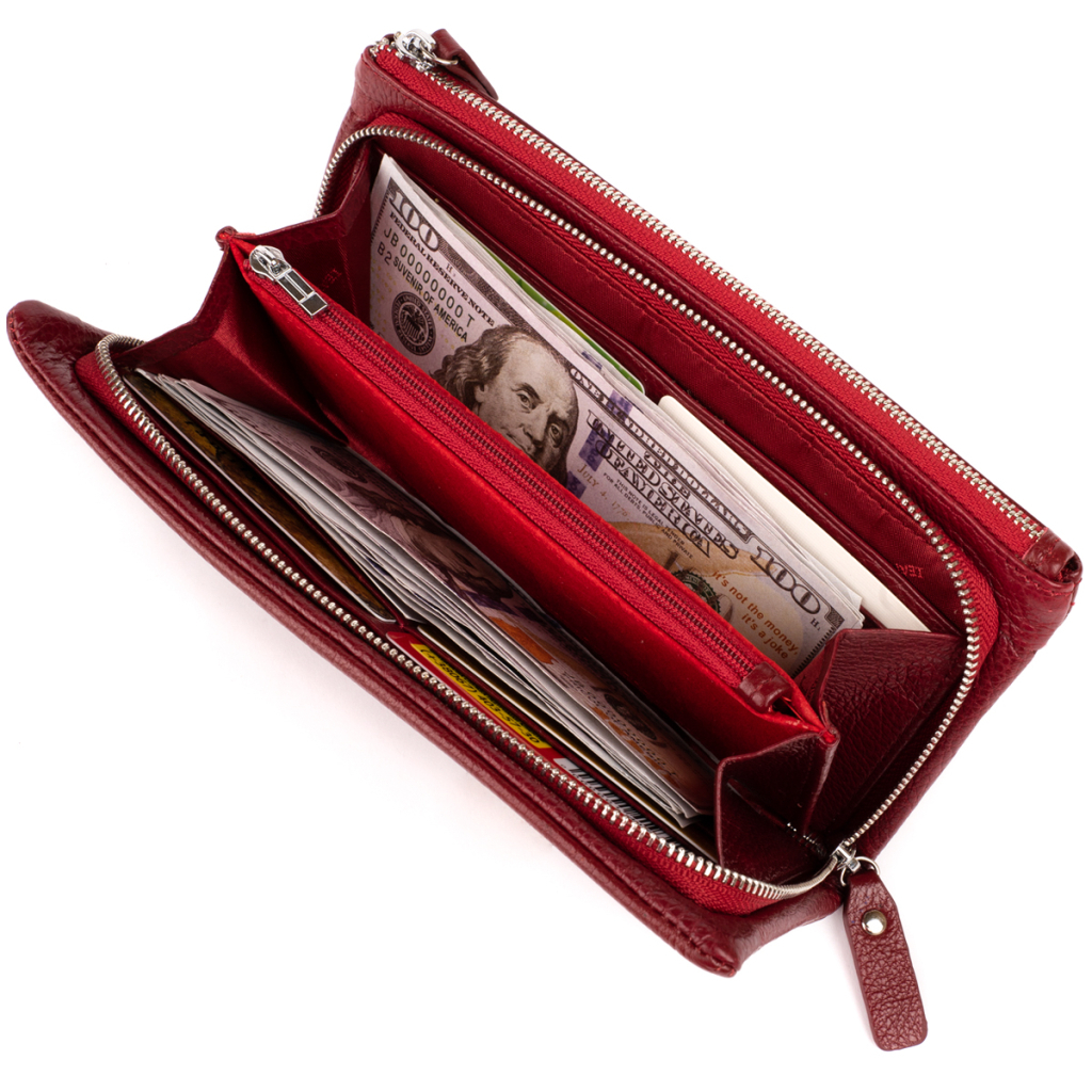 Гаманець ST Leather Зі шкіри з кишенею для мобільного Бордовий (19311) - зображення 7