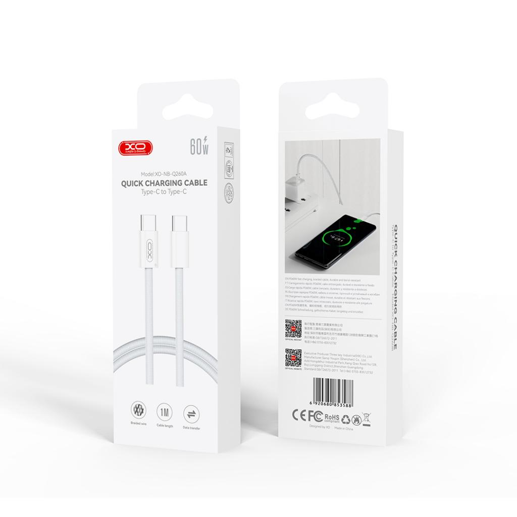 Дата кабель USB-C to USB-C 1.0m 60W white XO (NBQ260A_С_White) - зображення 3
