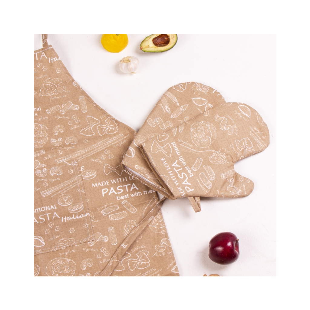 Фартух MirSon Набір №202 - Brown paste дві прихватки + дві рукавички-прихватки + фартух (2200006753841) - зображення 4