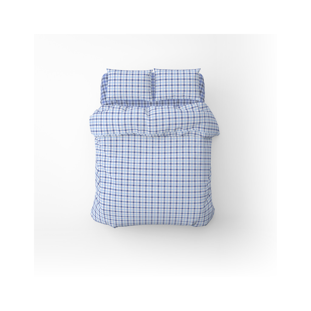 Постільна білизна Home Line Фланель Клітинка блакитна/сіро-блакитний полуторний (179191) - зображення 1