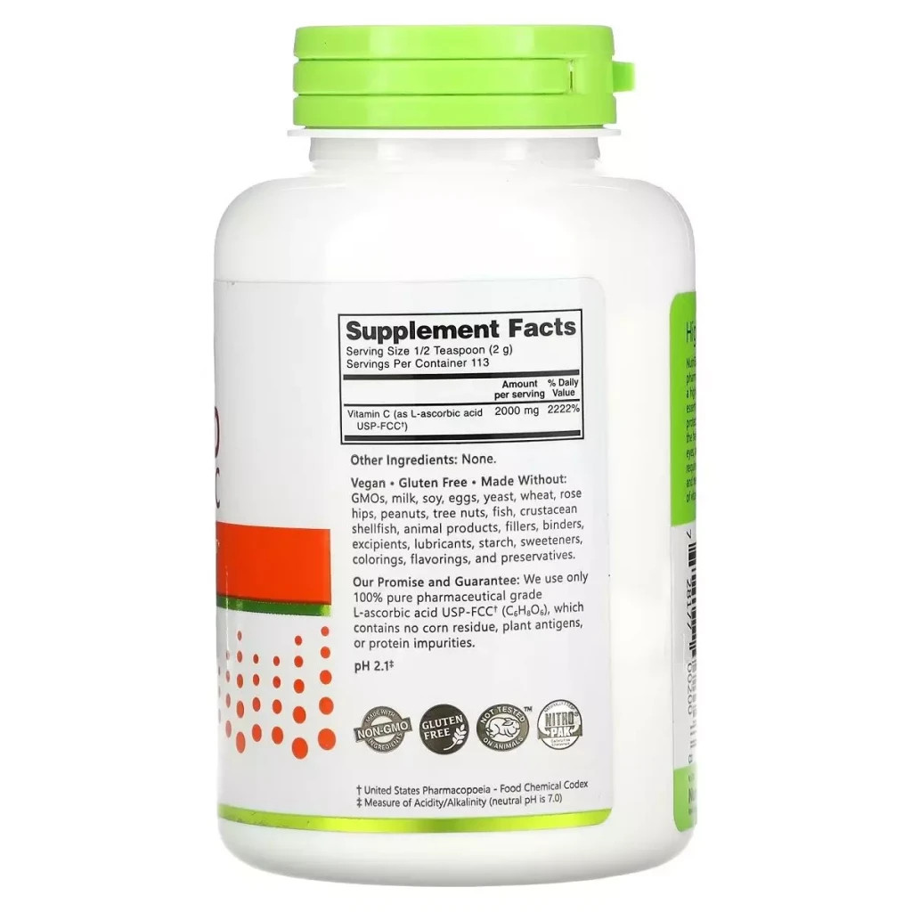 Вітамін NutriBiotic Аскорбінова кислота у порошку, Вітамін C, Ascorbic Acid, 100% Pur (NBC-00200) - зображення 2