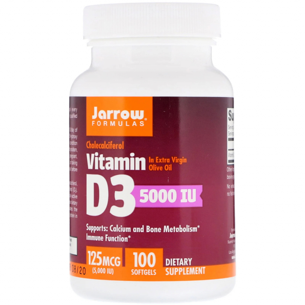 Вітамін Jarrow Formulas Вітамін D3 (Холекальциферол), 5000 МЕ, 100 гелевих капсул (JRW-30005) - зображення 1