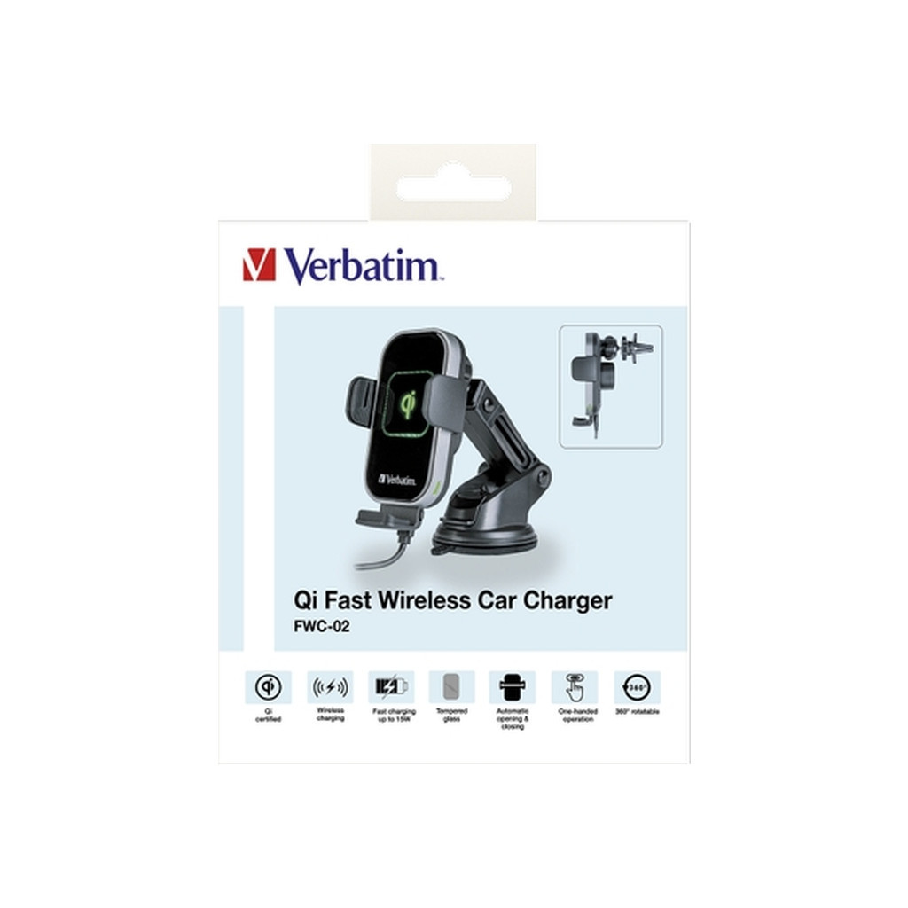 Універсальний автотримач Verbatim FWC-02 with Qi Fast Wireless Car Charger (49553) - изображение 12