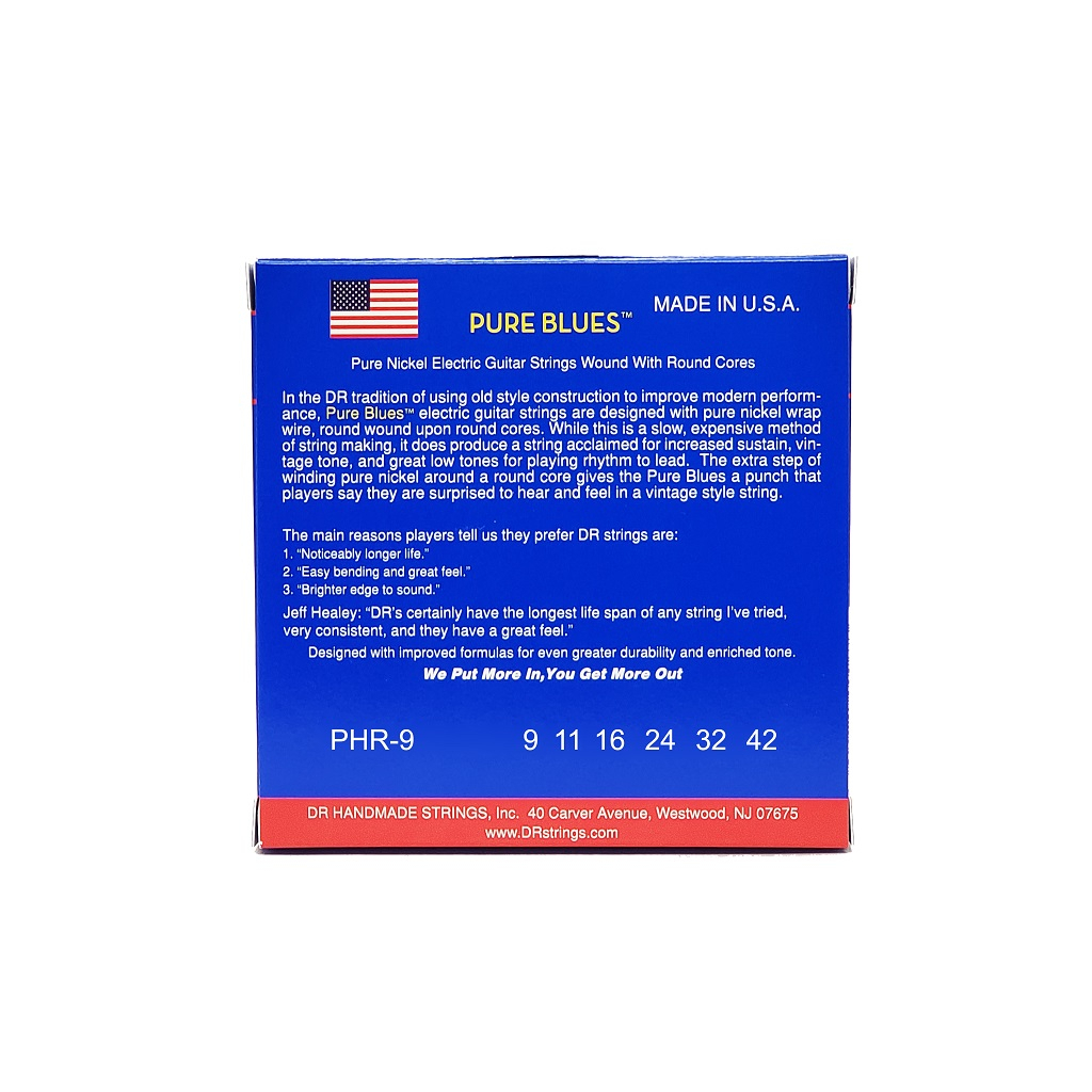 Струни для гітари DR Strings PURE BLUES Electric Guitar Strings - Light (09-42) (PHR-9) - зображення 3